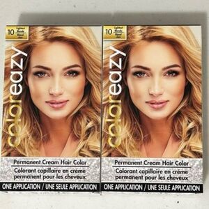 NEW Set of 2 Coloreazy Permanent Cream Hair Color (Lightest Blonde)